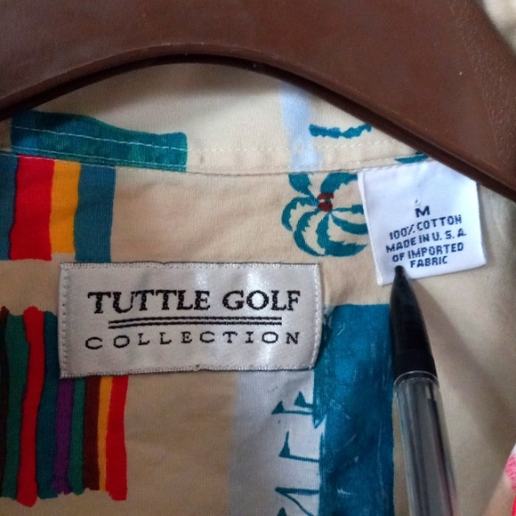 Tuttle Golf Collection Men's Medium Button Down Short Sleeve Shirt - Picture 2 of 4